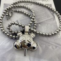 Hip Hop Style Stainless Steel Round Bead Chain Quadangle Ball Necklace Fashion Men And Womens Niche Design Sense Necklace Gift