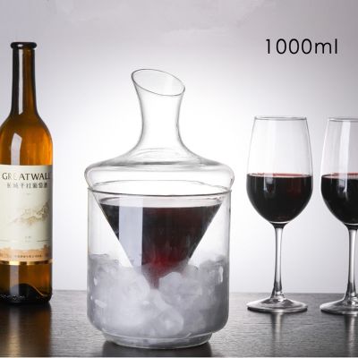 Decor Whiskey Decanter Oblique Waterfal Containers Set Crystal Cup Wine Pyramid Bottl Cabinet Glass Ice Bucket Mouth