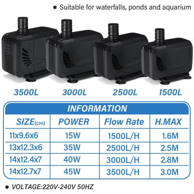 LH Submersible Water Pump 15W 35W 40W 45W Fish Pond Aquarium Tank Waterfall Fountain Sump Water Pumps