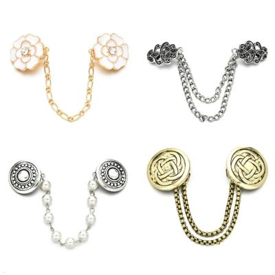 3Pcs Fashion Women Vintage Flower Chain Cardigan Clip Lady Retro Hand Forged Buckles Cloak Brooch Pin Jewelry 2023 New