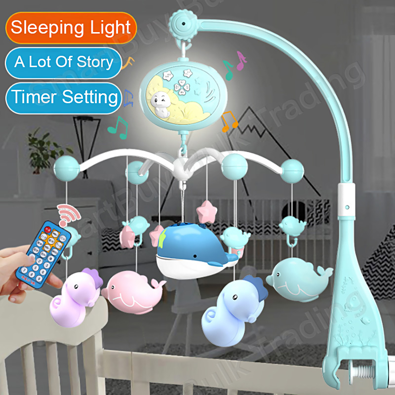 Mobile Baby Crib Rotating Music Rattles Projector Carousel for Baby Cot