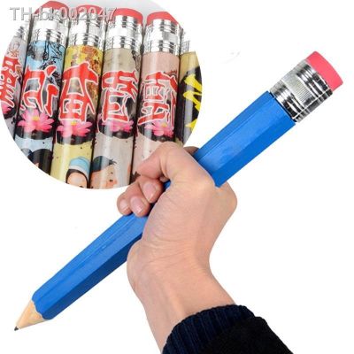 ☸☽♤ 35cm Wooden Big Pencil Personality Stationery Painter Artist For School Props Toys Gifts Random Color School Office Supplies
