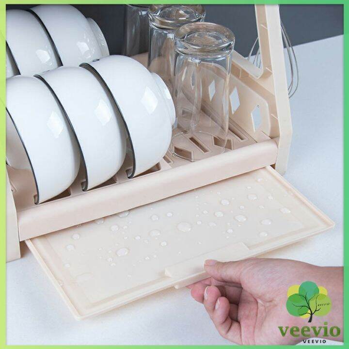 ชั้นวางจานอเนกประสงค์-ชั้นวางจาน-พลาสติก-ย้ายง่าย-drain-bowl-rack-สปอตสินค้า-veevio