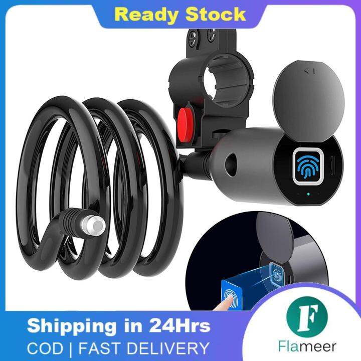Flameer Fingerprint Bike Lock Cable Combination Lock Bluetooth