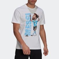 Adidas Adidas เสื้อยืดแขนสั้นพิมพ์ลาย AmericaS Cup Messi แฟชั่นผู้ชายไซส์ S-Xxl