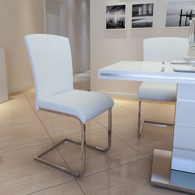 เก้าอี้โต๊ะเครื่องแป้งสีขาวแบบมินิมอลเก้าอี้แทรเกอร์สำหรับเก้าอี้รับประทานอาหารหนัง