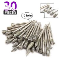 30pcs diamond grinding head wheel dremel rotary tool burs set accessories drill burr bits Diamond Rotary Tool variety of shapes Cleaning Tools