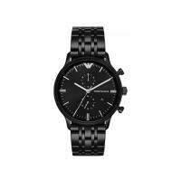 นาฬิกาข้อมือผู้ชาย Armani Retro Black Dial Black Stainless Steel Bracelet Chronograph Men Watch AR19