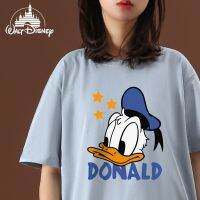 Disney Donald Duck &amp; Daisy Trendy คู่เสื้อยืดผู้หญิงฤดูร้อน2022ใหม่ Oversize ขี้เกียจลมแขนสั้น  สาว