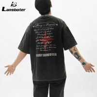 Lansboter เสื้อยืดผู้ชายมาใหม่เสื้อยืดแฟชั่นมีลายไม่ซ้ำใครเสื้อคอกลมพิมพ์ลายเสื้อวัยรุ่นมาตรฐานกีฬาแขนสั้นระบายอากาศ