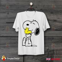 ผ้าฝ้ายแท้เสื้อยืด พิมพ์ลายการ์ตูน Snoopy Peanuts Happy Cute 80S สไตล์เรโทร อเนกประสงค์ DIY 2023S-4XL  76WD