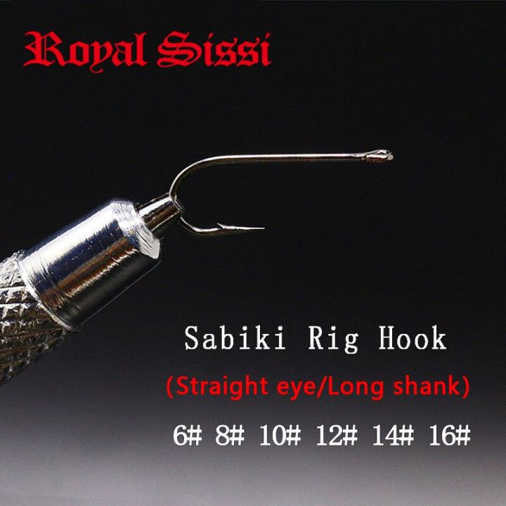royal-sissi-ตะขออุปกรณ์ซาบิกิแบบมีตาตรงคละแบบ60ชิ้นก้านยาวเบ็ดปลิวสะบัดน้ำเค็มน้ำจืดเล็กตะขอเกี่ยวเบ็ด-lyg3824อุปกรณ์ตกปลา