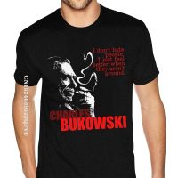 【ร้อน】เสื้อผู้ชาย Charles Bukowski ขนาดใหญ่เสื้อยืดสไตล์อังกฤษผู้ชายเสื้อยืดคอกลมสีดำสไตล์ญี่ปุ่น