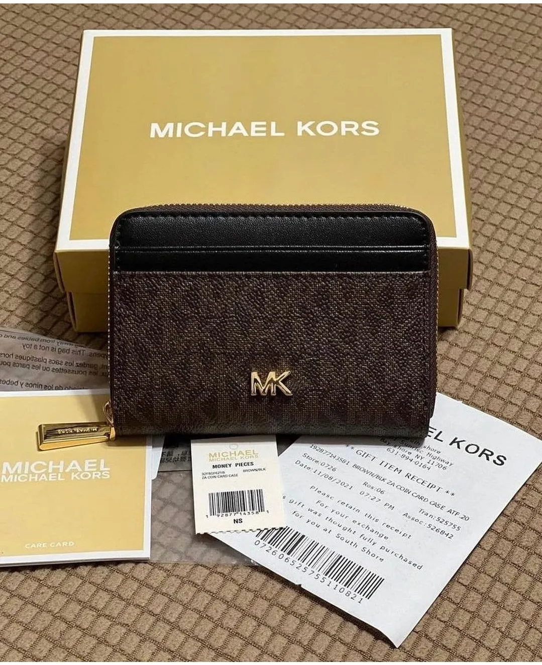 Original Michael Kors Jetset Travel Zip Around Small Card Case Wallet -  Brown/ Black | Lazada PH