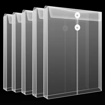 4pcs A4 File Organizer Stationery Storage Folder Waterproof Standard Transparent PVC Loose Leaf Pouch Filing Binder Document