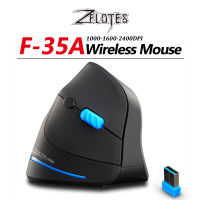 ZELOTES F-35A แนวตั้งเมาส์สำหรับเล่นเกมปรับ2400 DPI Optical 2.4G เมาส์ไร้สาย USB เมาส์คอมพิวเตอร์สำหรับ PC แล็ปท็อป Office Home