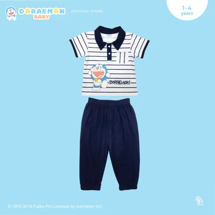 Doraemon Toddler 14 years Polo Shirt and Pants Terno Set Frisky