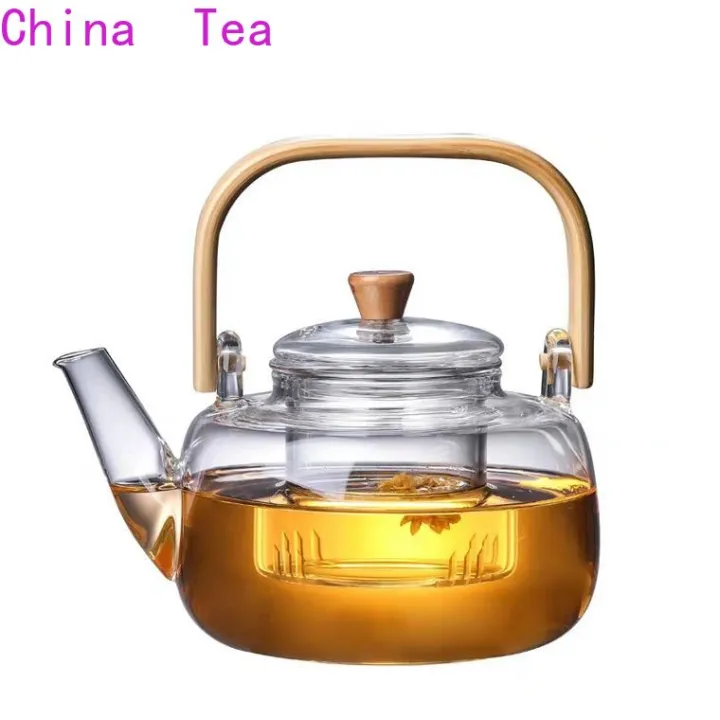 [High quality, fast delivery] Glass teapot, bamboo handle pot, high