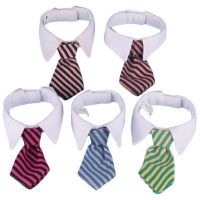 Fashion Dog Cat Striped Bow Tie Collar Pet Adjustable Neck Tie White Collar for Tuxedo  Color Random Clothing Shoes Accessories Costumes