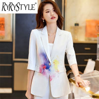 RYRYSTYLE 2023ใหม่กางเกงสูทมืออาชีพแขนยาวปานกลางสำหรับผู้หญิงเสื้อสูท9713สำหรับสัมภาษณ์