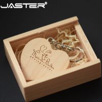 JASTER Free custom logo Walnut wooden heart gift box USB flash drive Creative Pendrive 8GB 16GB 32GB 64GB Memory stick U disk