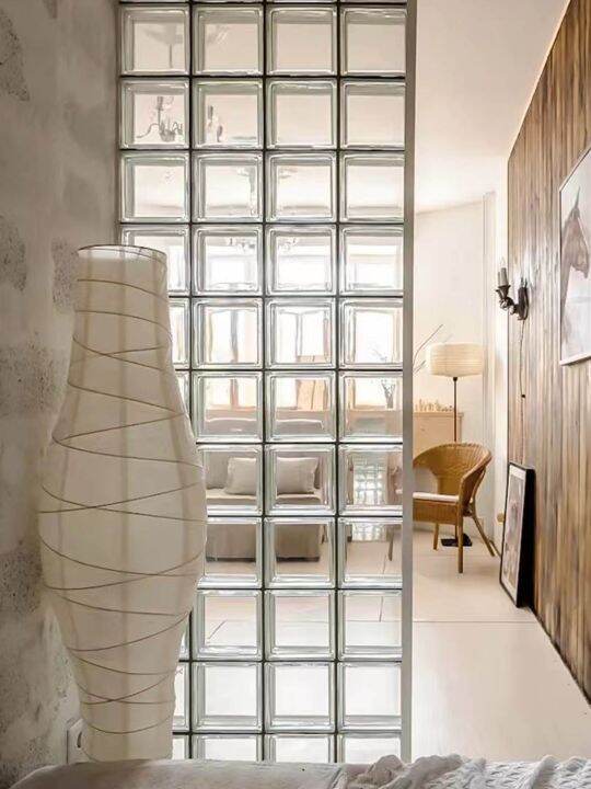 Cloud hollow glass brick partition wall square ultrawhite crystal