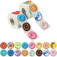 【CW】☁✸  500Pcs/roll Donut Sticker for Birthday Packing Decoration Teacher Supplies Reward Encouragement Motivational Stickers