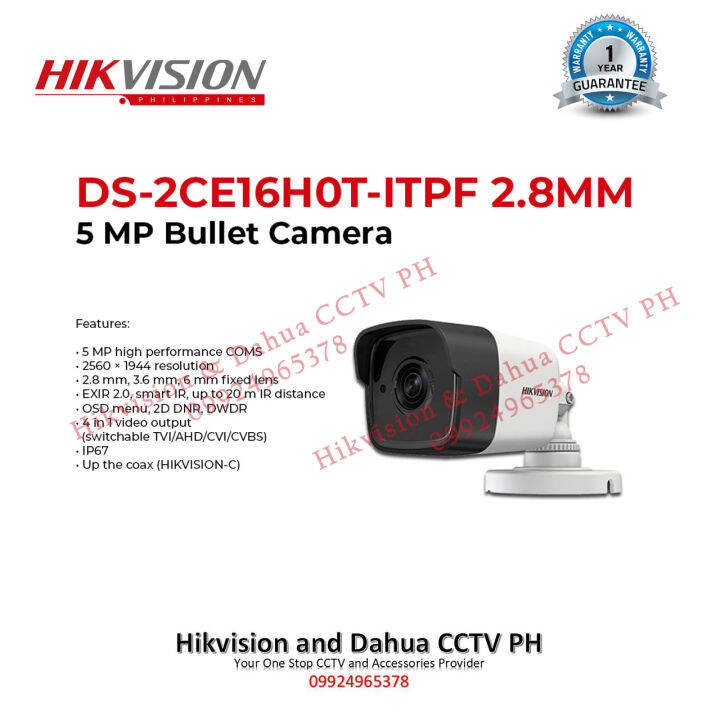 Hikvision 5MP 4-in-1 Turbo HD Analog IR Weatherproof (Outdoor/Indoor ...