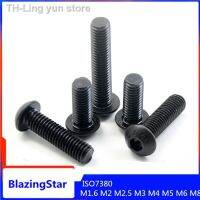 5/10/25/50x ISO7380 M1.6 M2 M2.5 M3 M4 M5 M6 M8 Black Grade 10.9 Steel Hex Hexagon Socket Button Round Head Screw Bolt L 3-80mm