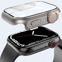 ZZOOI PC Firm Cover for Apple Watch Case 8 7 6 5 4 45mm 44mm Glass Appearance Upgrade For Apple Watch Ultra 49mm Turning into ultra