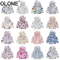 【YF】 Kids Sun Protection Clothing Girl Hooded Jacket Cartoon Children Waterproof Coat OLOME Boys Outdoor Wear Light Camping Clothes