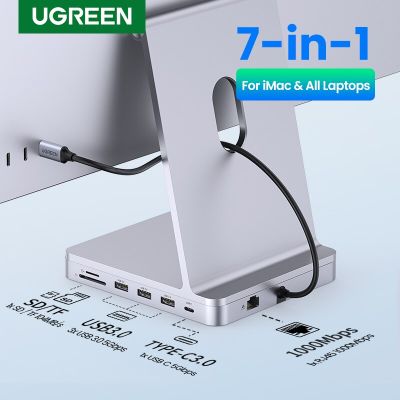 UGREEN USB C ฮับเพื่อ RJ45 1000Mbps 3XUSB 3.0 Type C 5Gbps Sd/tf สำหรับ iMac MacBook iPad Pro Air อุปกรณ์เสริมสำหรับ PC 7-In-1ด็อค USB USB ฮับ Feona