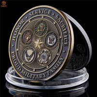 US Proud Military Family Five Army Serving Around The World With Pride USA Armed Force Eagle Metal Challenge Coin Collectible