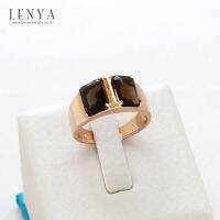 Lenya Jewelry แหวนสโมคกี้ควอตซ์ (Smoky Quartz) เงินแท้ 925 ชุบทองชมพู