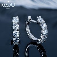 【hot】۩❦❦  IOGOU Real D Moissanite Hoops Earrings Sparking 3.5mm Huggie Earring Original 925 Sterling Jewelry