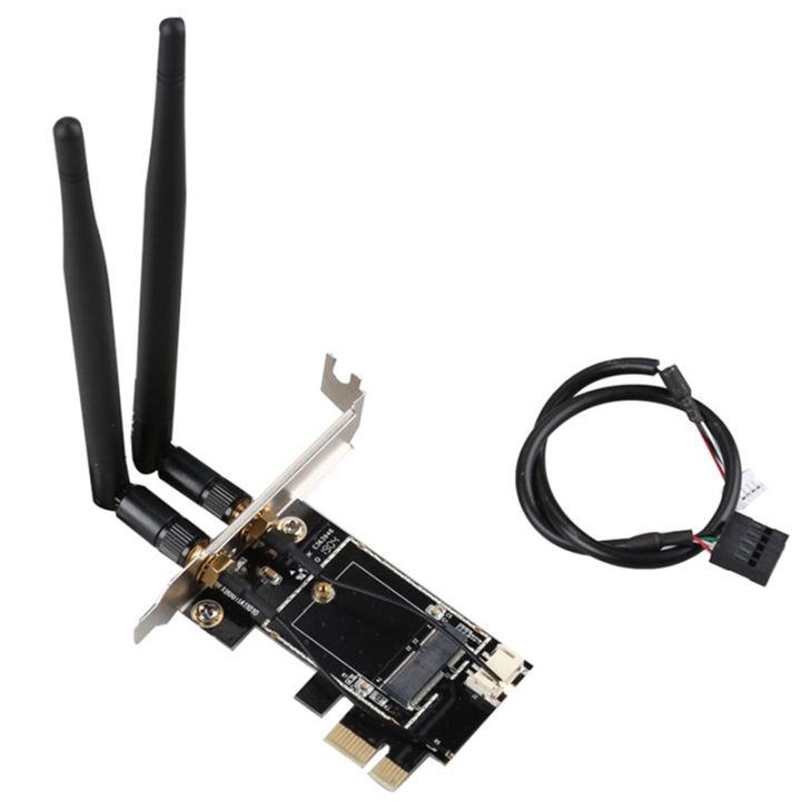 Wireless Network Card Adapter M.2 NGFF to PCI-E 1X WiFi Network Card  Converter,PCI-E M.2/NGFF Card Passive Adapter with Dual-Band 2.4/5G  Antenna,for
