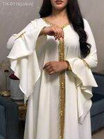 ❁ n4rn Siskakia jalabiya vestido kaftan para mulheres dubai peru fita dourada bordado solto muçulmano roupas islâmicas branco 2020