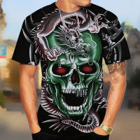 S-5XL ตลกชุดฮาโลวีน3D พิมพ์เสื้อยืดผู้ชาย Grim Reaper รูปแบบเสื้อแขนสั้น