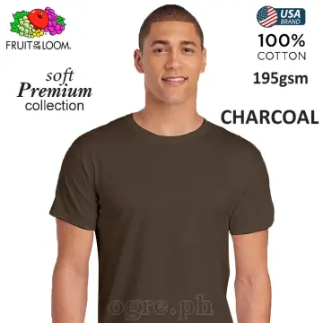 Fruit of the Loom Heather Gray Soft Premium Round Neck Tee 195gsm 100%  Cotton