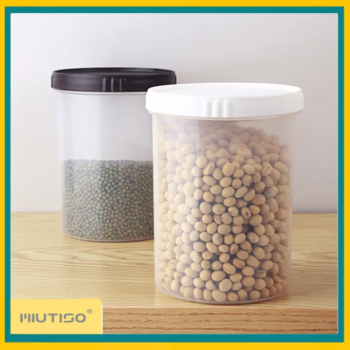Miutiso Clear Plastic Container Food Storage Jar with Lids 400ml 1.3L
