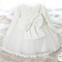 Toddler Girls Christmas Prom Dress Baby Baptism Clothing Infant Long Sleeve Lace Vestidos 12 24 Mothes Kid New Year Dress Girl