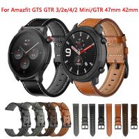 สายหนัง 20 22 มม. สําหรับ Amazfit GTR 47mm / 3/4/2/2e / 42mm สายรัดข้อมือสมาร์ทวอทช์สร้อยข้อมือ GTS 4 Mini GTR3 Pro เปลี่ยนสายนาฬิกา