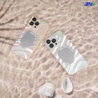 Case City Dog เคสไอโฟน Aurora โฮโลแกรม ลายคลื่นน้ำ มีกระจก สำหรับ 14ProMax/13/11