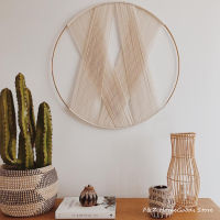 【cw】Creative Gold Hoop Round Cotton Wall Decoration Macrame Wall Hanging Tapestry Hand Nordic Simple Style Room House Decor ！