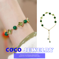 COCOJEWELRY สร้อยข้อมือจี้ลูกปัดคริสตัลผีเสื้อโคลเวอร์สี่แฉกเกาหลีสำหรับผู้หญิง