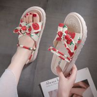 Fairy fashion sandals women summer wind thick bottom flat仙女风厚底时尚凉鞋女夏季平底凉拖2022年新款爆款学生软底沙滩鞋 0827s