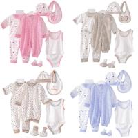 2017 New Brand 8Pcs Newborn Infant Kids Baby Boy Girl T-shirt Tops Pants Outfits Clothes 8Pcs Set 0-3M  by Hs2023