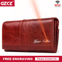 Genuine Leather Women Long Purse RFID Female Clutches Money Wallets Capacity Handy Passport Wallet for Cell Phone Card Holder