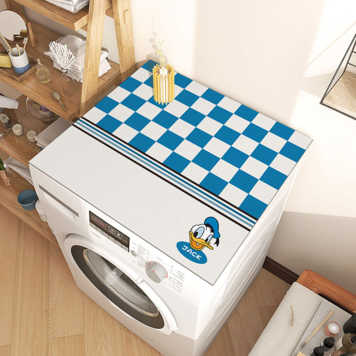 m-q-s-ผ้าคลุมเครื่องซักผ้า-ผ้าคลุมกันฝุ่น-เสื่อหนังของเครื่องซักผ้ากันน้ำตู้เย็นซันสกรีนฝุ่น-เสื่อโต๊ะวินเทจสุดหรูเบาๆ