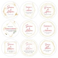 Personalized Round Circle Label Stickers Custom Name Date Thank You Stickers for Wedding Bridal Shower Party Favors Decor